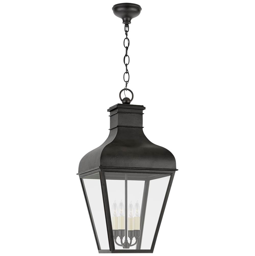 Visual Comfort Signature Collection Fremont Large Hanging Lantern in French Rust with Clear Glass